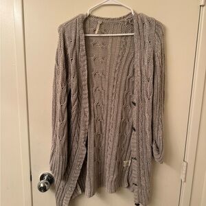 Margaret O'Leary Light Gray Cable Knit Cardigan Size S